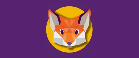 Abstrakter Fuchs auf lila Hintergrund, modern und einladend. Perfekt für kreative Projekte.