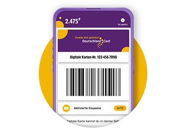Digitale DeutschlandCard mit Barcode für exklusive Prämien und Angebote.