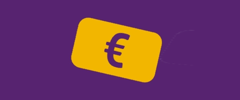 Euro-Symbol auf gelbem Hintergrund, ideal für Finanzdienstleistungen und Online-Zahlungen.