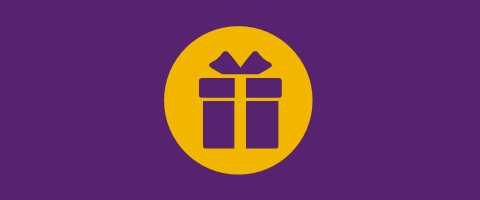 Exklusives Geschenk-Icon auf lila Hintergrund für besondere Anlässe.