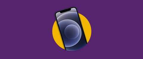 Smartphone mit modernem Design vor lila Hintergrund, ideal für technikbegeisterte Nutzer.