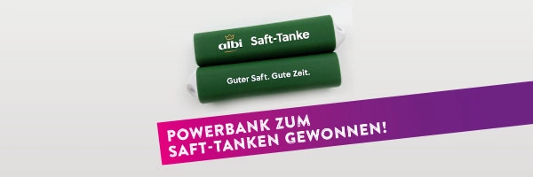 Powerbank im Saft-Tanken-Design: Praktisch, stilvoll, energiegeladen!