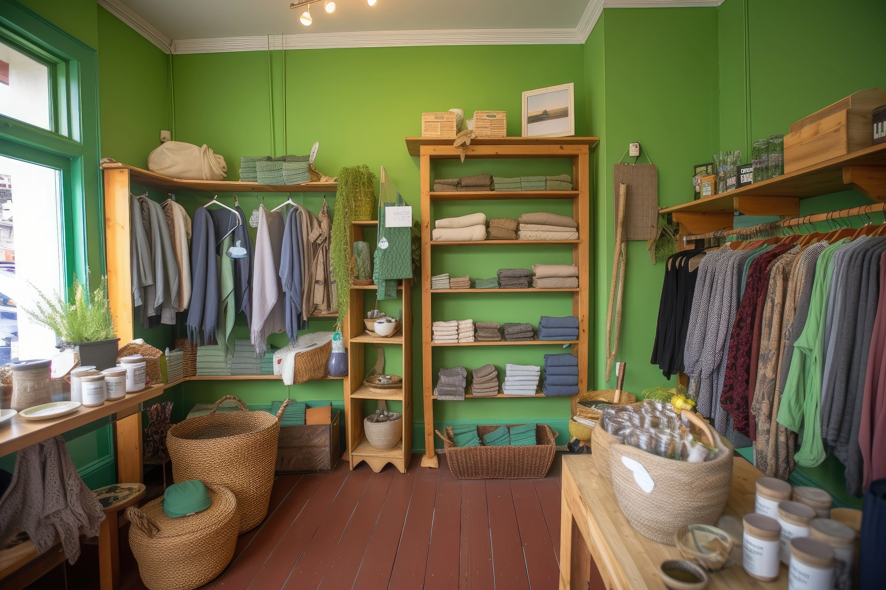 Nachhaltige Modeboutique mit stilvoller, umweltfreundlicher Kleidung und Accessoires.